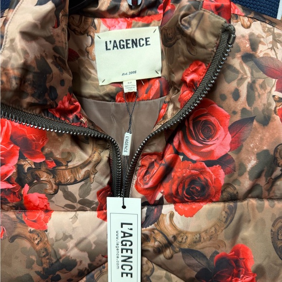 L'AGENCE Jessi cropped floral puffer jacket - Picture 6 of 10